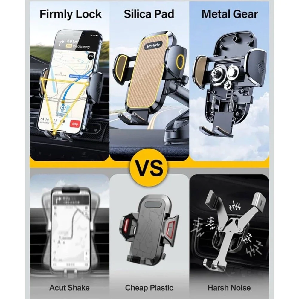 3-in-1 Phone Mount for Car [Most Stable and Flexible Suction Cup] Vent Dashboard
